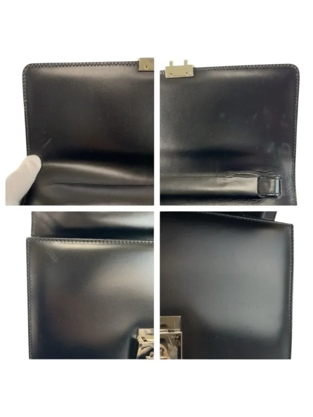 Gucci Black Silver Leather Clutch